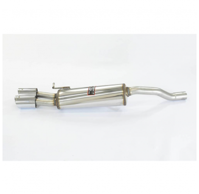 Rear exhaust OO90 Sistema 100% de acero inoxidable, sobredimensionado Ø54 mm, para el parachoques trasero de serie. VW POLO 2G 1