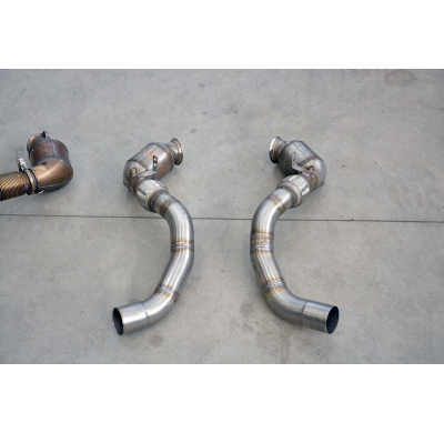 Kit turbo bajante + Catalizador metalico izquierdo Acepta el sistema "Cat.-Back" de serie Kit de tubo de bajada derecho + izquie