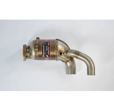 Escape delantero derecho con catalizador metálico de 100 CPSI. Sistema 100% Acero Inox para silencioso trasero OEM Solo sistema