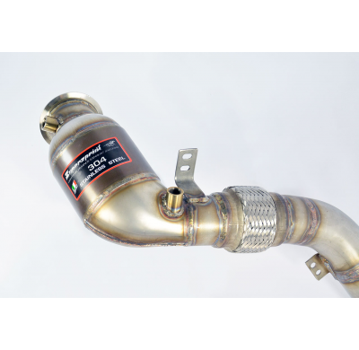 Kit de tubo de escape turbo + catalizador metálico derecho (reemplaza los catalizadores primario y secundario). Compatible con l