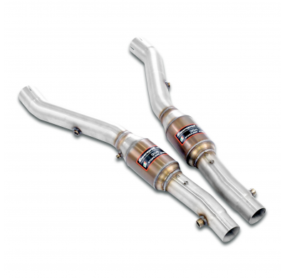 Catalizador metalico delantero Derecho-Izquierdo 100CPSi Sistema completo 100% de acero inoxidable, tamaño extragrande 2 x Ø70 m