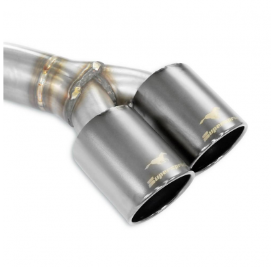 Rear exhaust "Race" Right OO90 + Left OO90 "Gun Metal Grey" Sistema 100% de acero inoxidable - (Elimina el filtro de partículas