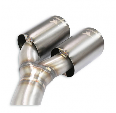 Rear exhaust "Race" Right OO90 + Left OO90 "Gun Metal Grey" Sistema 100% de acero inoxidable - (Elimina el filtro de partículas