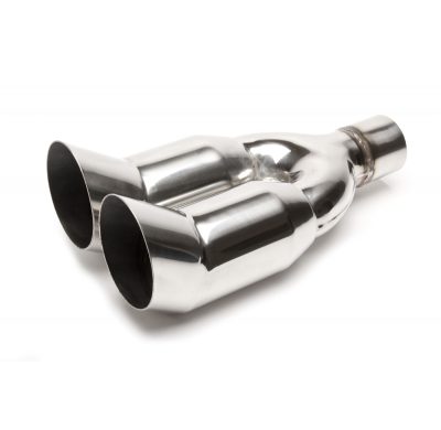 TA Technix tubo de escape acero inoxidable 2 x 89 mm DTM redondo, longitud: 340 mm, conexión: 60,5 mm tubo de escape soldado No