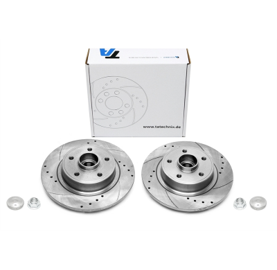 Juego de discos de freno TA Technix Sport eje trasero, perforado + ranurado con cojinete de rueda + anillo sensor#Número de comp