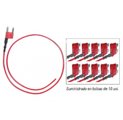 10 Fusibles Puente Uni 10 Amp. Con Cable Para Alimentacion Exterior