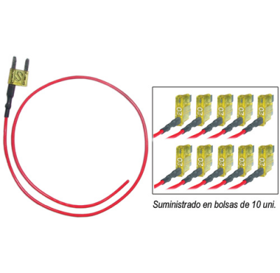 10 Fusibles Puente Mini 20 Amp. Con Cable Para Alimentacion Exterior