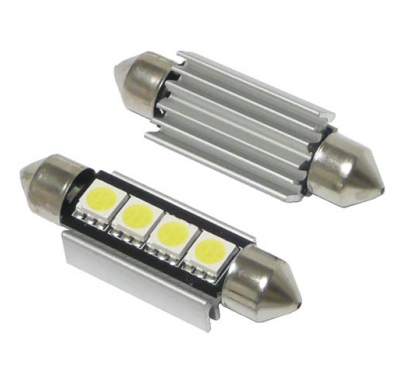Kit  Lamparas 12 V. Plafonier, C5 10w. 4 Led Smd , Can Bus 10x42 Mm , 2.1w Disipador , Solo Validas Para Competiciones, Circuito
