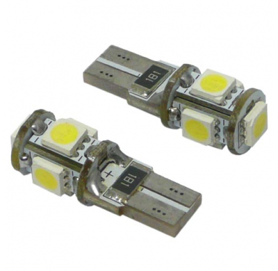 Kit Lamparas Posicion S/C 12v  , 5 Led Smd , Can Bus T10 , 10 X 28 Mm , 2,1 W.  X  9,5 D .