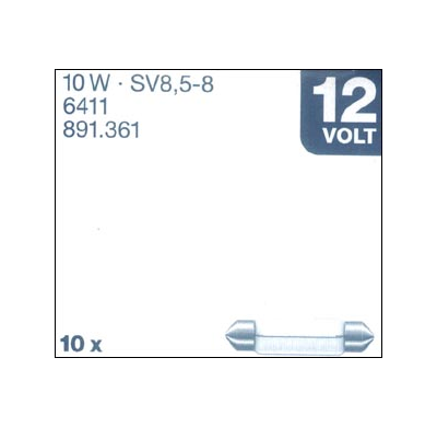 Caja De 10 Lamparas Osram Plafonier 6411 12v.  10w. C5w, Sc8.5-8, 41x11 Mm.