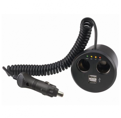 Multi Conector a Mechero 12 V. Cone07. Doble + Usb . Cable Flexible. 3 Luces De Carga. 1 Luz De Nivel De Bateria. Especial Para