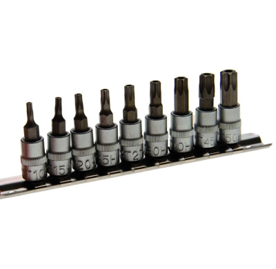 Juego De Vasos Con Puntas 1/4", Torx Inviolables - 9 Piezas