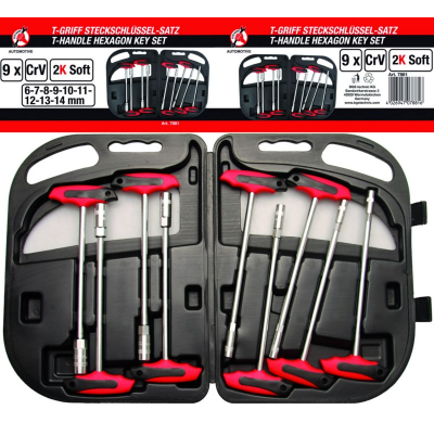 Juego De Llaves De Vaso Con Mango En T, 6 - 14 Mm - 9 Piezas