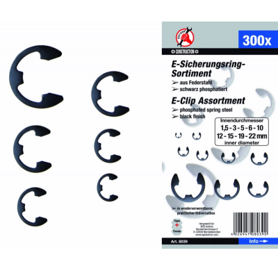 E-Clip Métricos 1.5 22mm - 300 Piezas