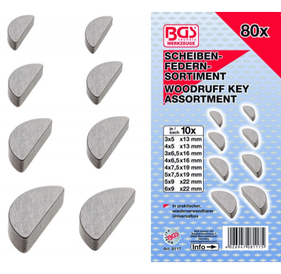 Chavetas Tipo Woodruff - 80 Piezas