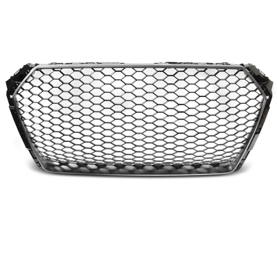 Parrilla Deportiva Audi A4 B9 15- Mate Gray Plata Rs-Style