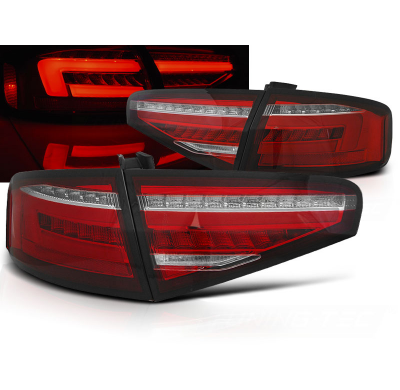Pilotos Traseros Led Bar Rojo Whie Intermitente Dinamico Para Audi A4 B8 12-15 Sedan Con Halogena Serie