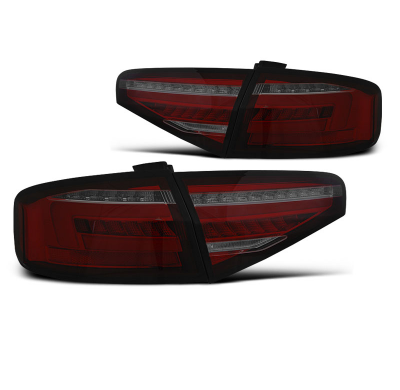 Pilotos Traseros Led Bar Rojo Ahumado Intermitente Dinamico Para Audi A4 B8 12-15 Sedan Con Halogena Serie