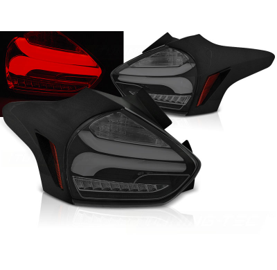 Pilotos Traseros Led Ford Focus 3 15-18 Hatchback Negro Ahumado Intermitente Dinamico Led