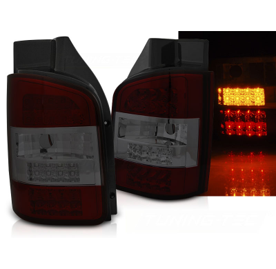 Pilotos Traseros Led Rojo Ahumado Para Vw T5 10-15 Transporter
