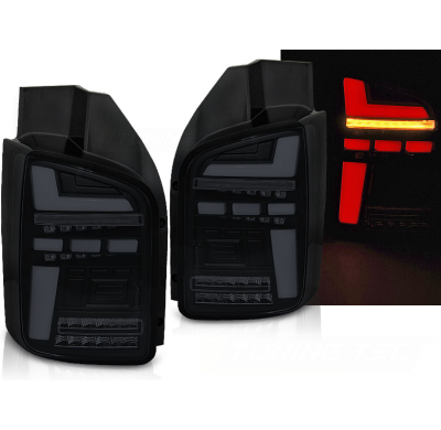 PILOTOS TRASEROS LED BLACK SMOKE para VW T5 10-15 con intermitente dinamico