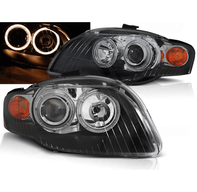 Faros Delanteros Angel Eyes Audi A4 B7 11.04-03.08 Fondo Negro