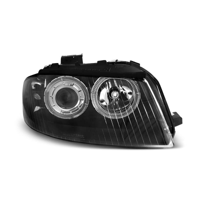 Faros Delanteros Angel Eyes Audi A3 8P 05.03-03.08 Fondo Negro