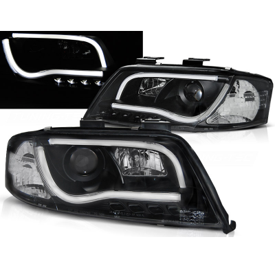 Faros Delanteros Luz Diurna Audi A6 05.97-05.01 Led Tube Lights Negro