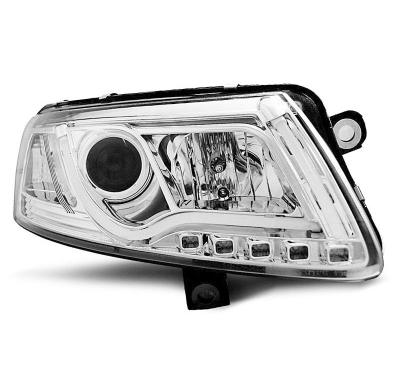 Faros Delanteros Luz Diurna Audi A6 C6 04.04-08 Led Tube Lights Cromado