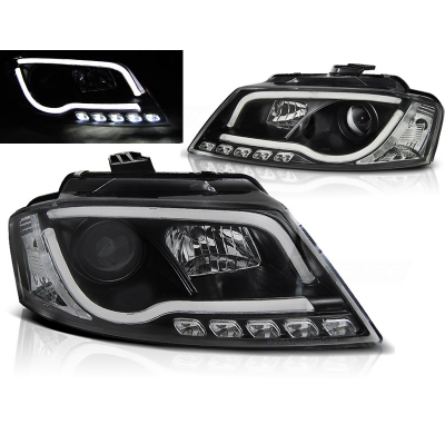 Faros Delanteros Luz Diurna Audi A3 8p 08-12 Negro Tube Light Tru Drl Ece-R87