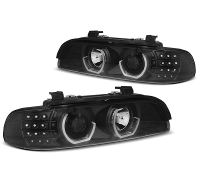 Faros Delanteros Angel Eyes Bmw E39 09.95-06.03 Faros Delanteros Luz Diurna Fondo Negro