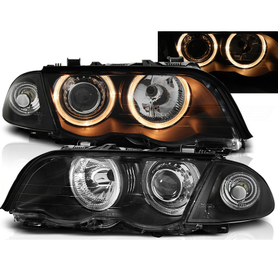 Faros Delanteros Angel Eyes Bmw E46 05.98-08.01 S/T Fondo Negro