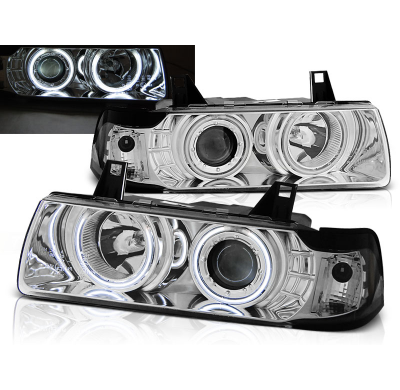 Faros Delanteros Angel Eyes Bmw E36 12.90-08.99 S/C/T Cromados