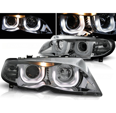 Faros Delanteros Angel Eyes Bmw E46 09.01-03.05 S/T Cromado