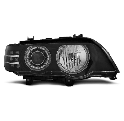 Faros Delanteros Angel Eyes Bmw X5 E53 09.99-10.03 Fondo Negro Intermitente Led