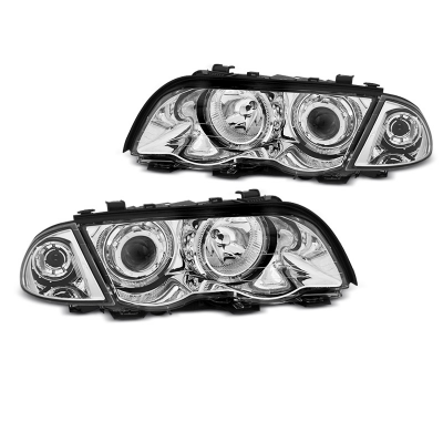 Faros Delanteros Bmw E46 05.98-08.01 S/T Angel Eyes Led Cromado
