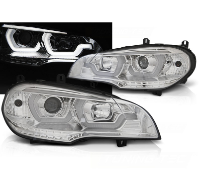 Faros Delanteros Luz Diurna Tube Light Drl Cromado Para Bmw X5 E70 07-13