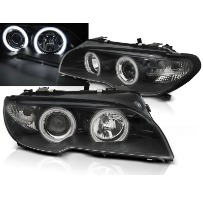 Faros Delanteros Angel Eyes Bmw E46 04.03-06 Coupe Cabrio Angel Eyes Ccfl Xenon Negro