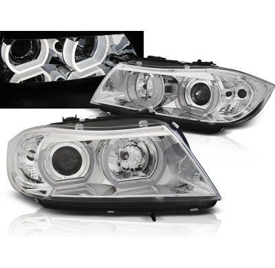 Faros Angel Eyes Bmw E90/E91 03.05-08.08 3d U-Type Cromado Xenon