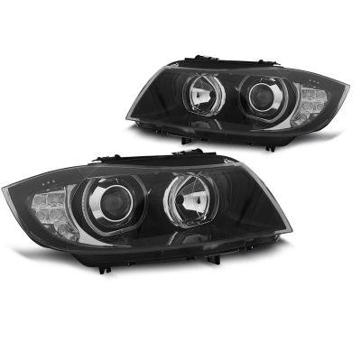 Faros Delanteros Bmw E90/E91 03.05-11 Led Angel Eyes Negro Led Indicator