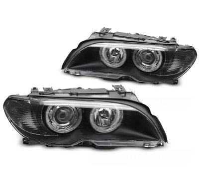 FAROS XENON ANGEL EYES NEGROS para BMW E46 03-06 COUPE CABRIO
