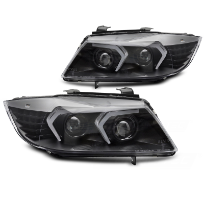 FAROS DELANTEROS LED NEGROS PARA BMW E90/E91 05-08