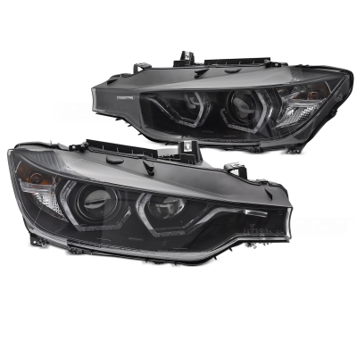 FAROS DELANTEROS ANGEL EYES LED AMARILLO LUZ DIURNA NEGRO aptos para BMW F30/F31 11-15