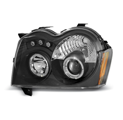 Faros Delanteros Angel Eyes Chrysler Jeep Grand Cherokee 05-08 Fondo Negro