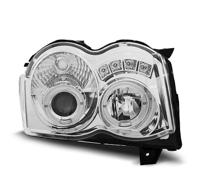 Faros Delanteros Angel Eyes Chrysler Jeep Grand Cherokee 08-10 Cromados