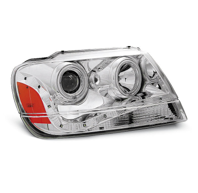 Faros Delanteros Angel Eyes Chrysler Jeep Grand Cherokee 99-05.05 Faros Delanteros Luz Diurna Cromados