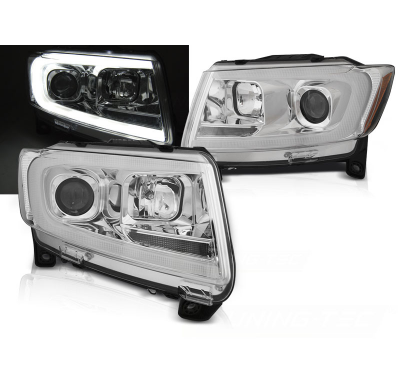 Faros Luz Diurna Chrysler Jeep Grand Cherokee 11-13 Cromado Tube Light Intermitente Dinamico