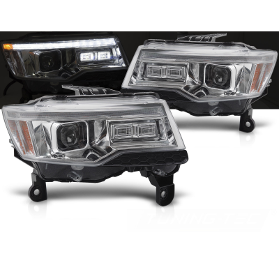 FAROS DELANTEROS CHRYSLER JEEP GRAND CHEROKEE 14-21 LUZ TUBO CROMADA INTERMITENTE DINAMICO HID
