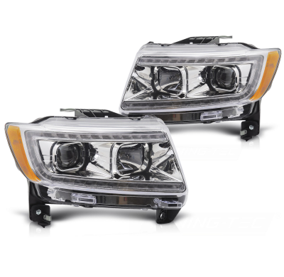 FAROS DELANTEROS CHRYSLER JEEP GRAND CHEROKEE 11-13 LUZ DE TUBO CROMADA