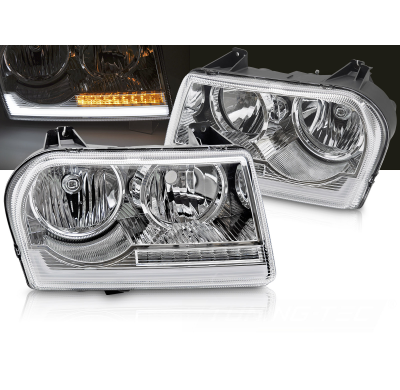 FAROS DELANTEROS CHRYSLER 300 05-08 TUBO DE LUZ CROMADO